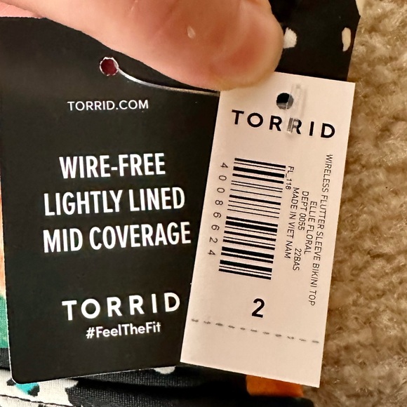 Torrid Flutter Sleeve Bikini Top, Size 2, NWT - Picture 4 of 6